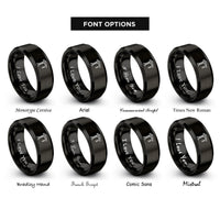 font options for inside engraving on black construction crane rings