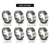 font options for inside engraving on silver construction crane rings
