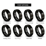 font options for inside engraving on black container box rings
