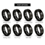 font options for inside engraving on black container box rings