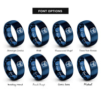 font options for inside engraving on blue container box rings