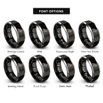 font options for inside engraving on black & gray container handler rings
