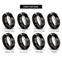 font options for inside engraving on black & gray container handler rings