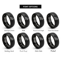 font options for inside engraving on black container handler rings