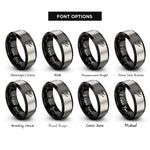 font options for inside engraving on black & silver contemporary dancer leap rings