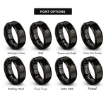 font options for inside engraving on black contemporary dancer leap rings