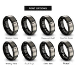 font options for inside engraving on black & gray contour bracket accents rings