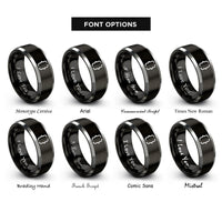 font options for inside engraving on black & grey contour bracket accents rings