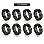 font options for inside engraving on black contour bracket accents rings
