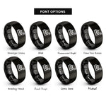font options for inside engraving on black contour index line rings