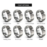font options for inside engraving on gray contour index line rings