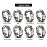 font options for inside engraving on gray contour index line rings