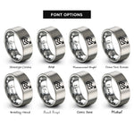 font options for inside engraving on silver contour index line rings