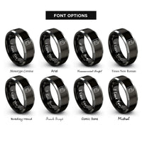 font options for inside engraving on black & grey contract document rings
