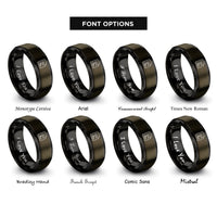 font options for inside engraving on gunmetal & black contract document rings