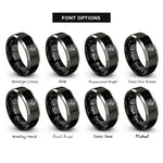font options for inside engraving on black & silver contract pen rings