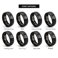 font options for inside engraving on black contract pen rings