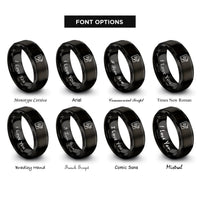 font options for inside engraving on black contract pen rings