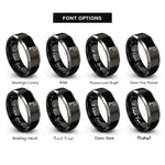 font options for inside engraving on black & gray control flag rings