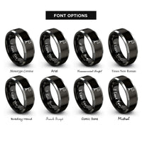 font options for inside engraving on black & gray control flag rings