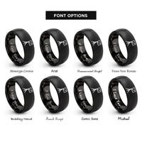 font options for inside engraving on black control flag rings