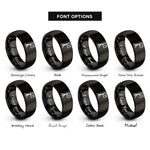 font options for inside engraving on black control flag rings