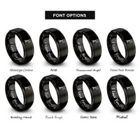 font options for inside engraving on black control flag rings