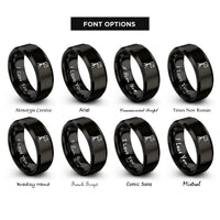 font options for inside engraving on black control flag rings