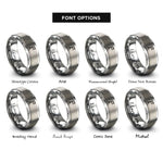font options for inside engraving on silver control flag rings