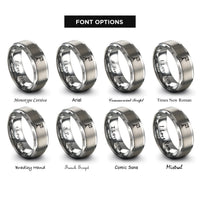 font options for inside engraving on silver control flag rings