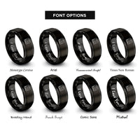 font options for inside engraving on black control surface rings