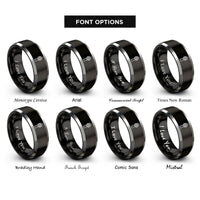 font options for inside engraving on black & silver control tower rings