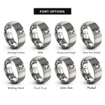 font options for inside engraving on grey conveyor robot arm rings