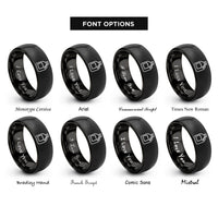 font options for inside engraving on black coolant bottle rings