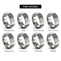 font options for inside engraving on silver coolant bottle rings