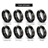 font options for inside engraving on black & silver cooler box rings