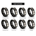 font options for inside engraving on black & gray cooling rack rings