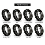 font options for inside engraving on black & silver cooling rack rings