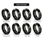 font options for inside engraving on black & silver cooling rack rings