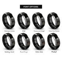 font options for inside engraving on black & silver cooling rack rings
