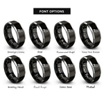font options for inside engraving on black & gray copper rings