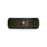 unique copper wedding rings – gunmetal & black tungsten control tower wedding band