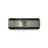 anniversary ring for couples – black & silver tungsten marshmallows sticks wedding band