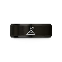 copper wedding anniversary presents – black tungsten mountain flag wedding band