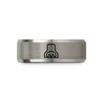 personalized ring for her – black & silver tungsten practice mute wedding band