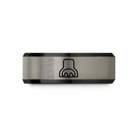 engraved promise rings her – black & silver tungsten practice mute wedding band