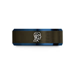 personalized copper presents her – gunmetal & blue tungsten robot wedding band