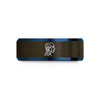 personalized copper presents her – gunmetal & blue tungsten robot wedding band