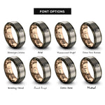 font options for inside engraving on gunmetal & rose gold & grey copper rings