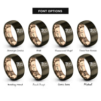 font options for inside engraving on gunmetal & rose gold copper rings